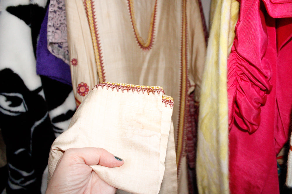 1920s Antique Silk Embroidered Turkish Dress - S/M