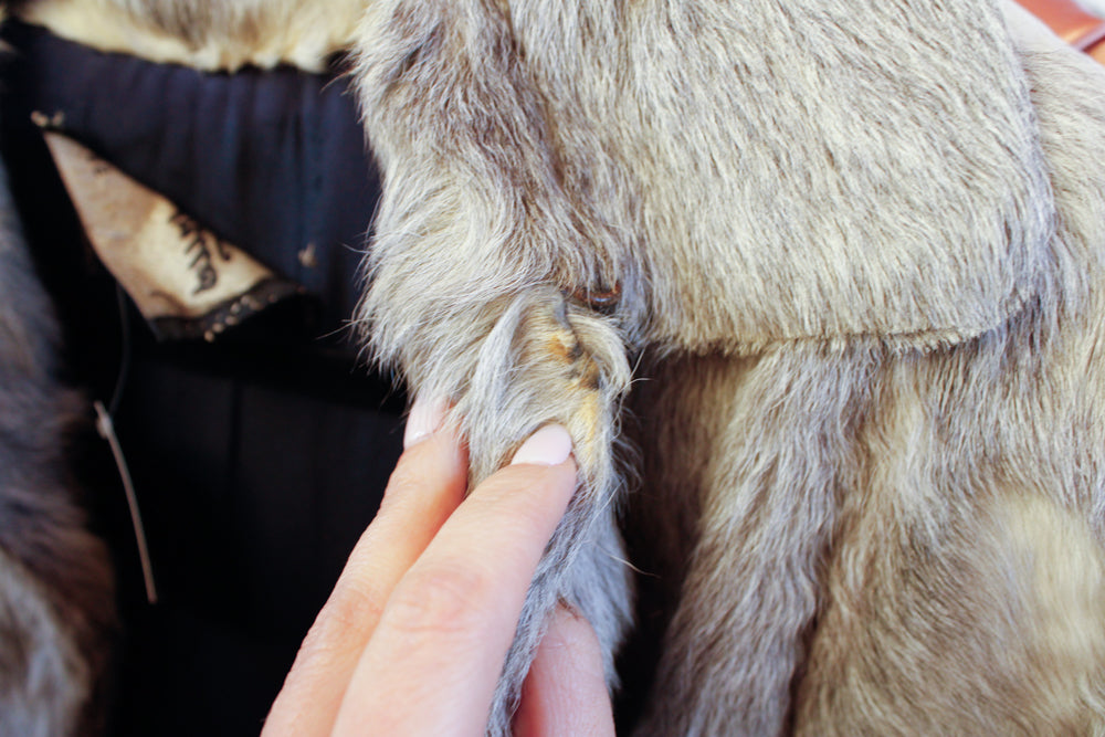 1940s Artic Fox Fur Silk Lined Coat - Large