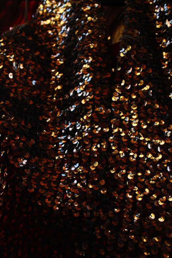 1950s Fred Perlberg Sequin & Tulle Halter Gown - S/M

Sustainable, Eco-friendly, secondhand vintage fashion ~Gorgeous and timeless Ball gown by Fred Perlberg ~Black Sequined Bodice with hook eye halter neckline