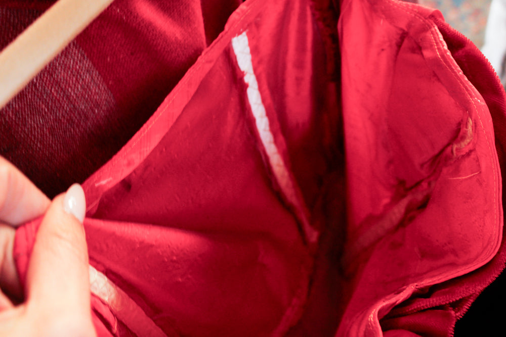 1950s Red Silk & Velvet Cupcake Dress - Xsmall