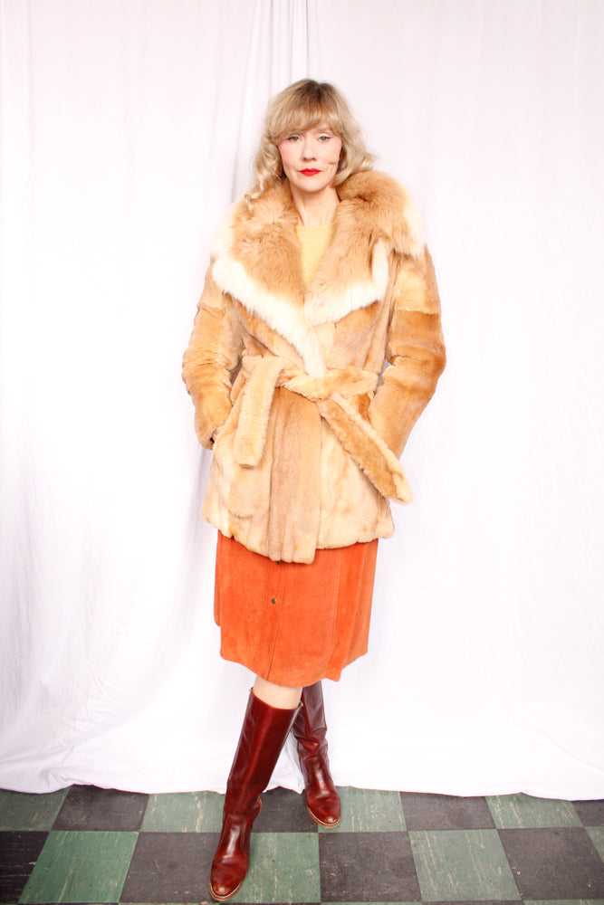 1970s Blonde Guanaco Fur Wrap Coat - M/L