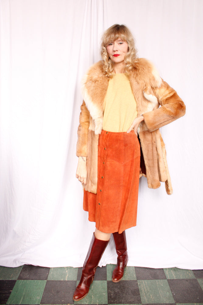 1970s Blonde Guanaco Fur Wrap Coat - M/L