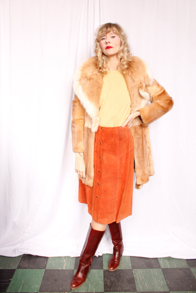 1970s Blonde Guanaco Fur Wrap Coat - M/L