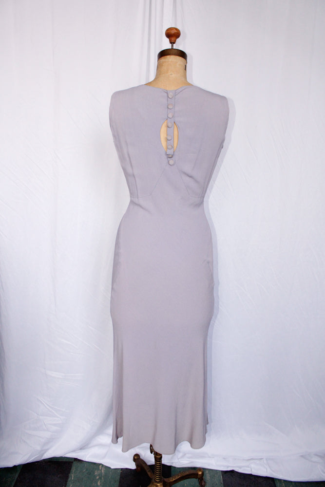 1930s Lavender Rayon Crepe Bias Cut Gown - S/M