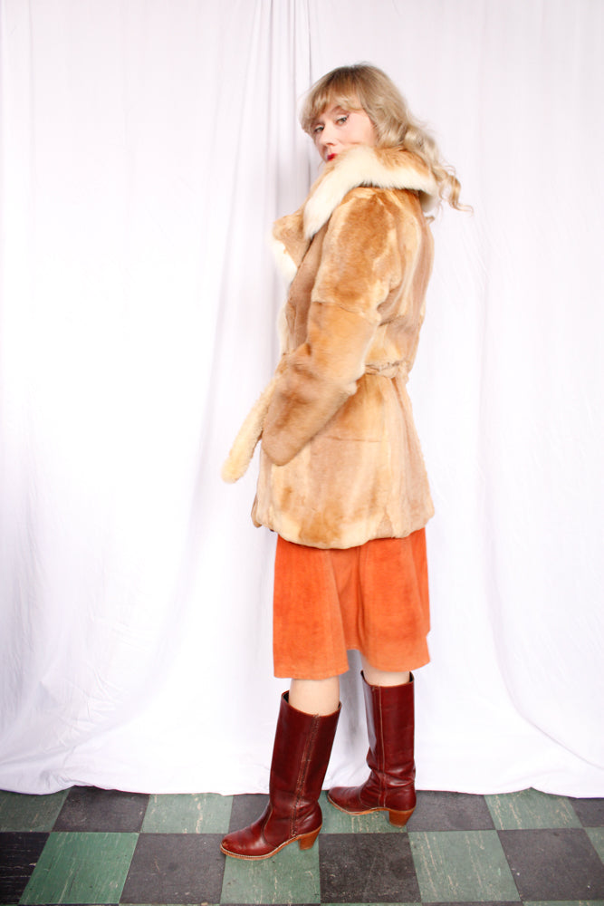 1970s Blonde Guanaco Fur Wrap Coat - M/L