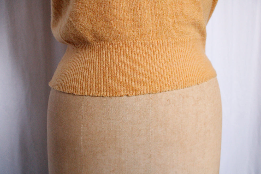 1950s Cashmere Embroidered S/S Sweater - Small