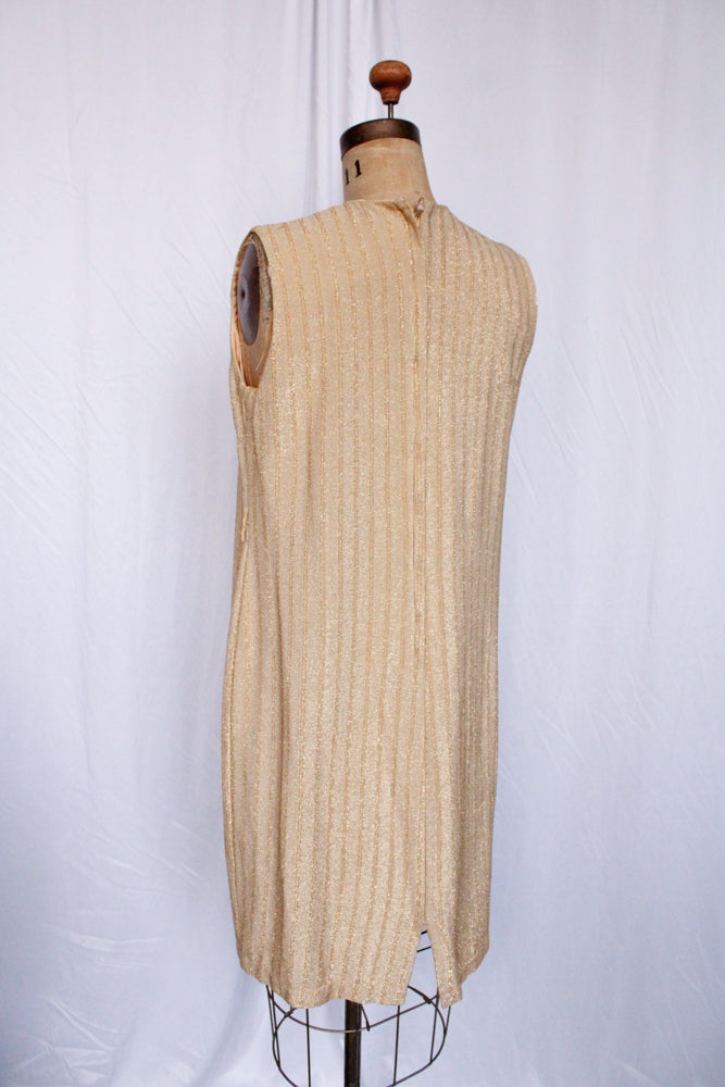 1960s Gold Lurex Shift Dress - M/L