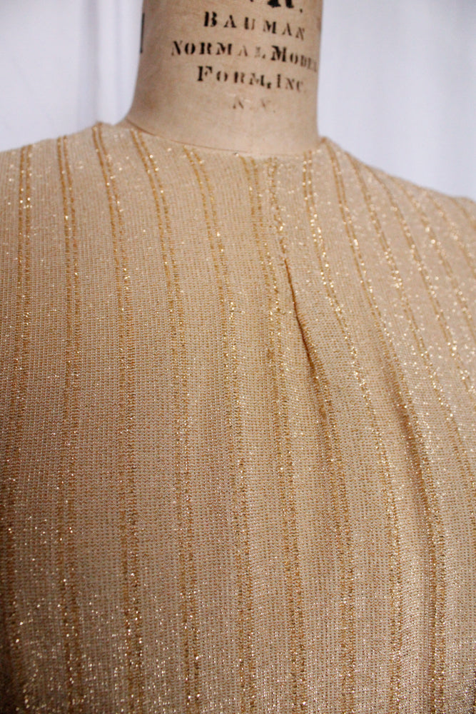 1960s Gold Lurex Shift Dress - M/L