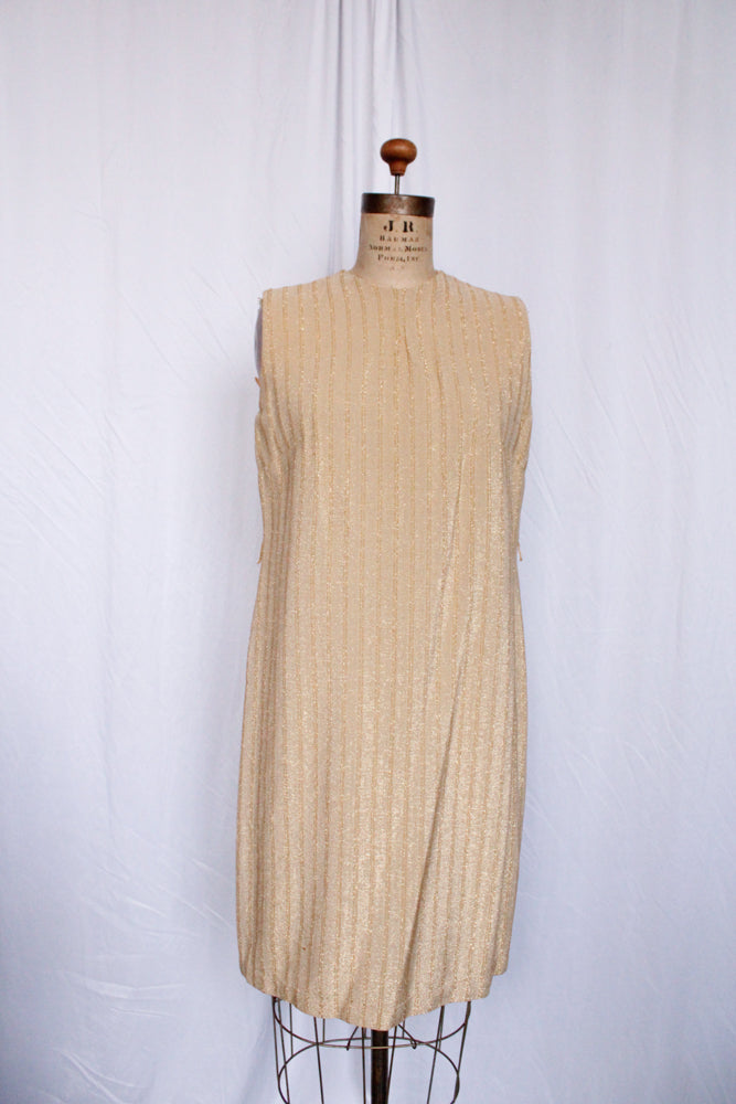 1960s Gold Lurex Shift Dress - M/L