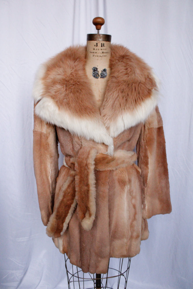 1970s Blonde Guanaco Fur Wrap Coat - M/L