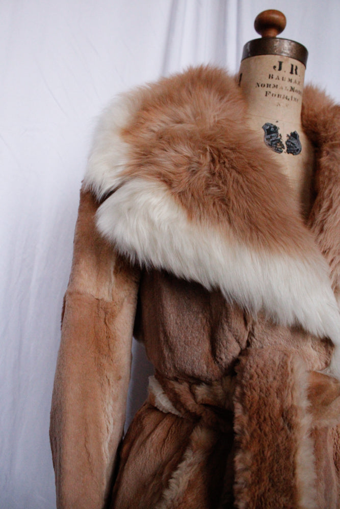 1970s Blonde Guanaco Fur Wrap Coat - M/L