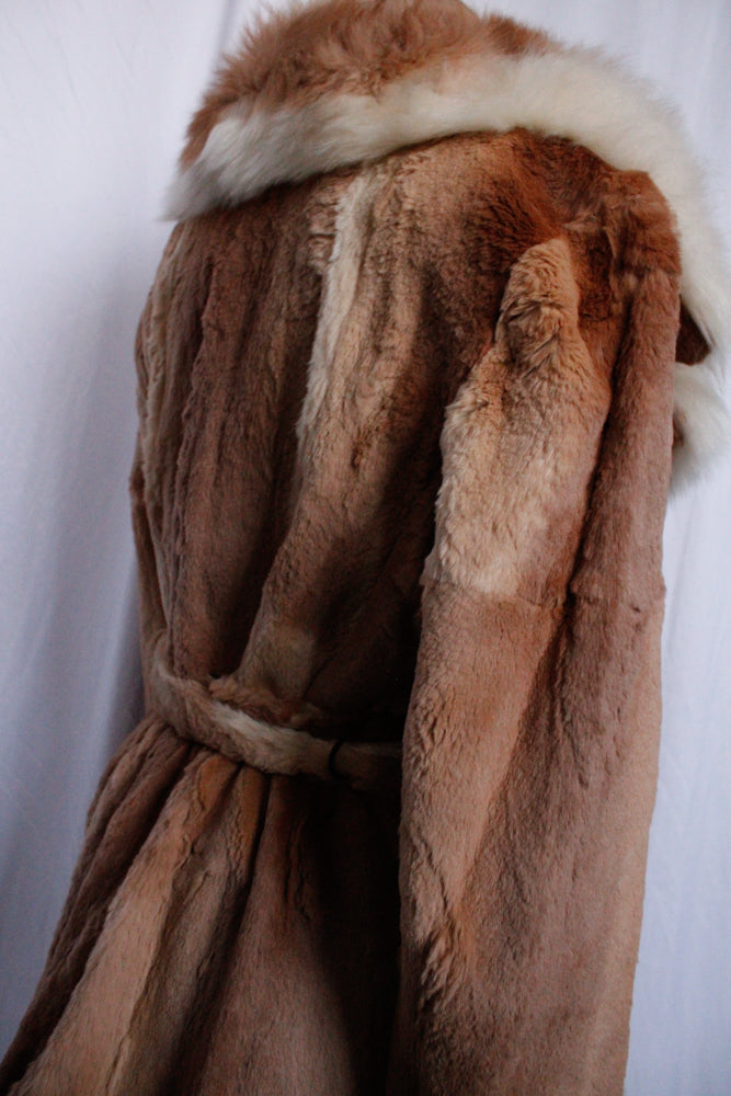 1970s Blonde Guanaco Fur Wrap Coat - M/L