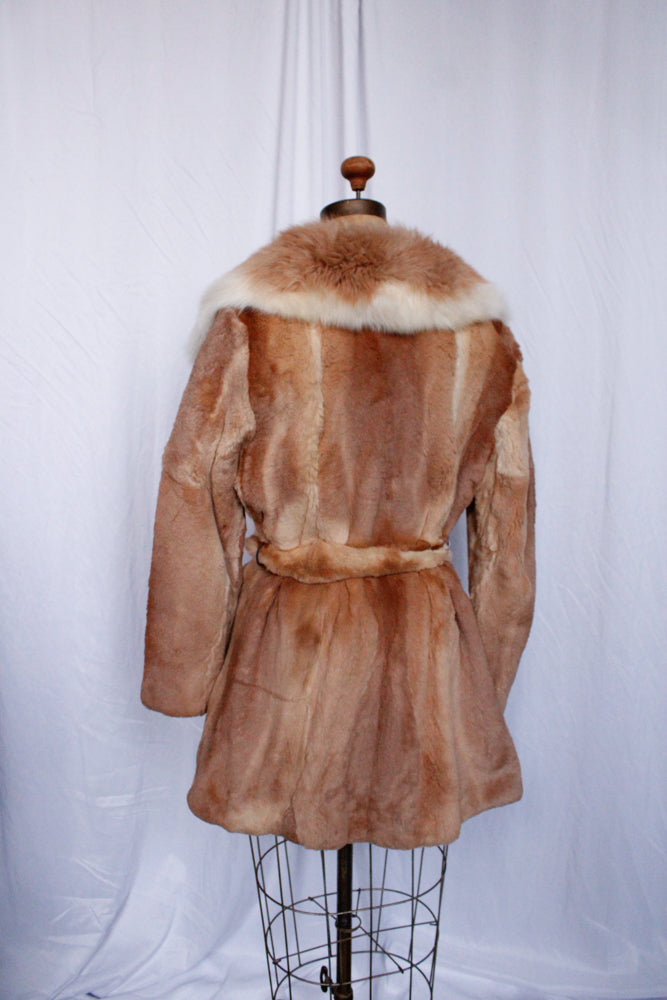 1970s Blonde Guanaco Fur Wrap Coat - M/L