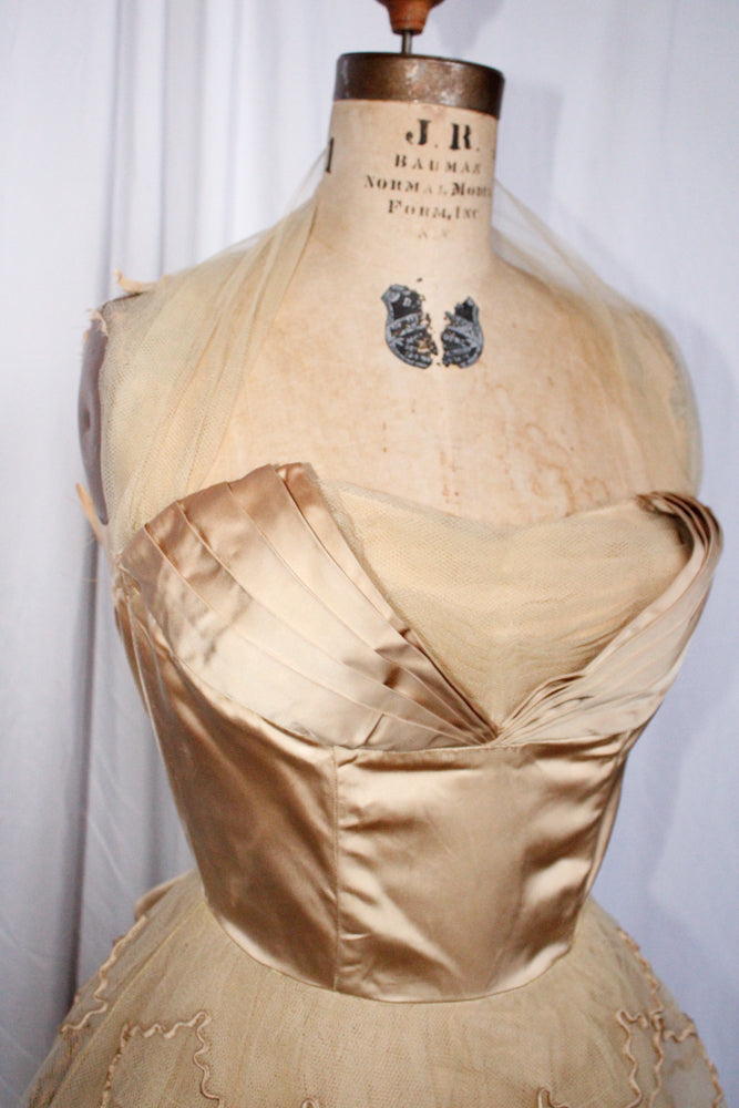 1950s Golden Ballerina Party Dress - XSmall