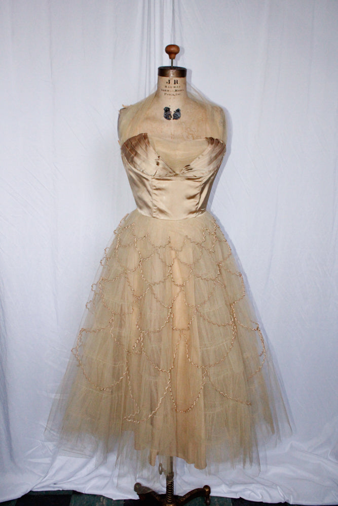 1950s Golden Ballerina Party Dress - XSmall