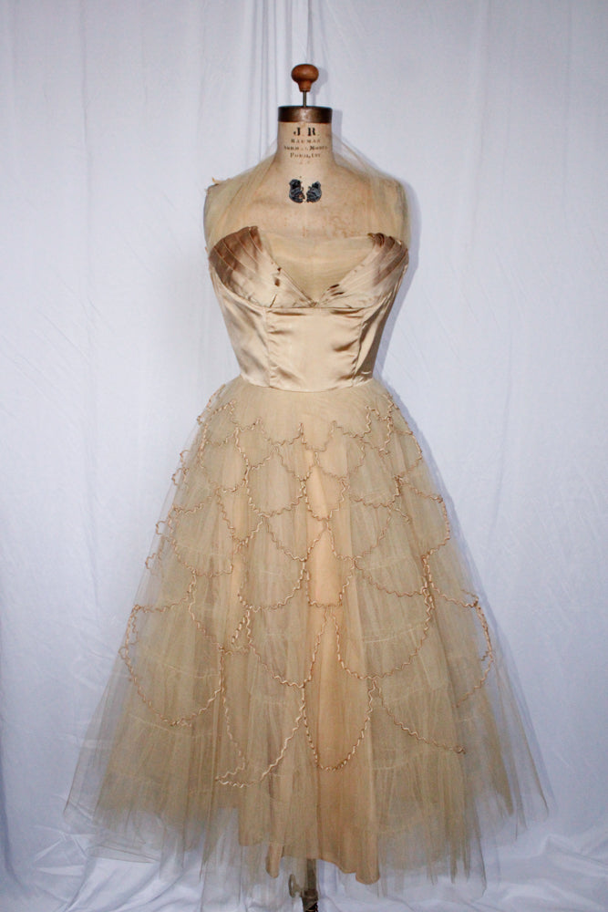 1950s Golden Ballerina Party Dress - XSmall