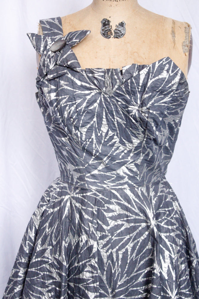 1950s Silver Snowflake Fred Perlberg Party Dress - Xsmall