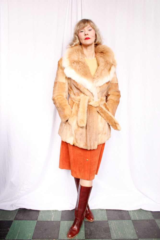 1970s Blonde Guanaco Fur Wrap Coat - M/L