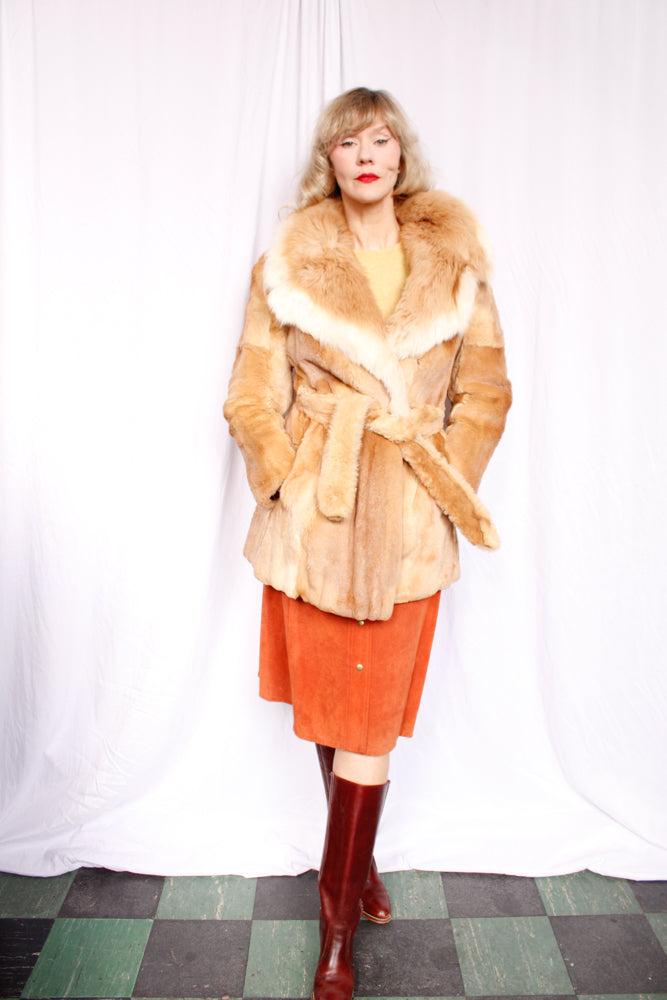 1970s Blonde Guanaco Fur Wrap Coat - M/L