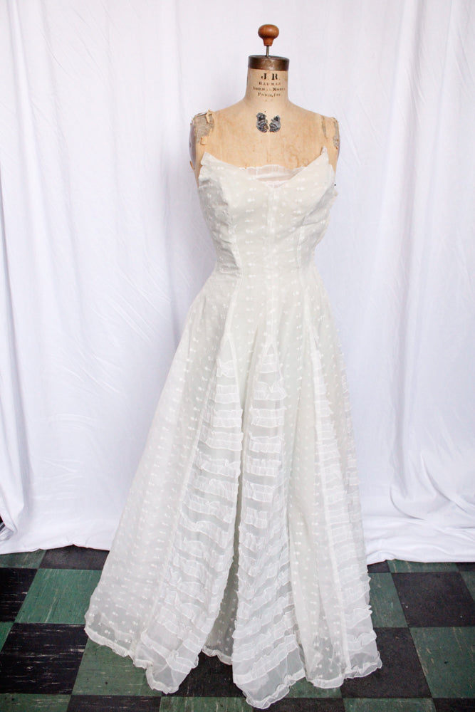 1940s White Strapless Formal Gown - Xsmall