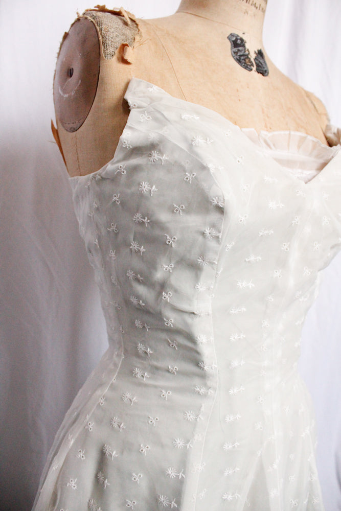 1940s White Strapless Formal Gown - Xsmall