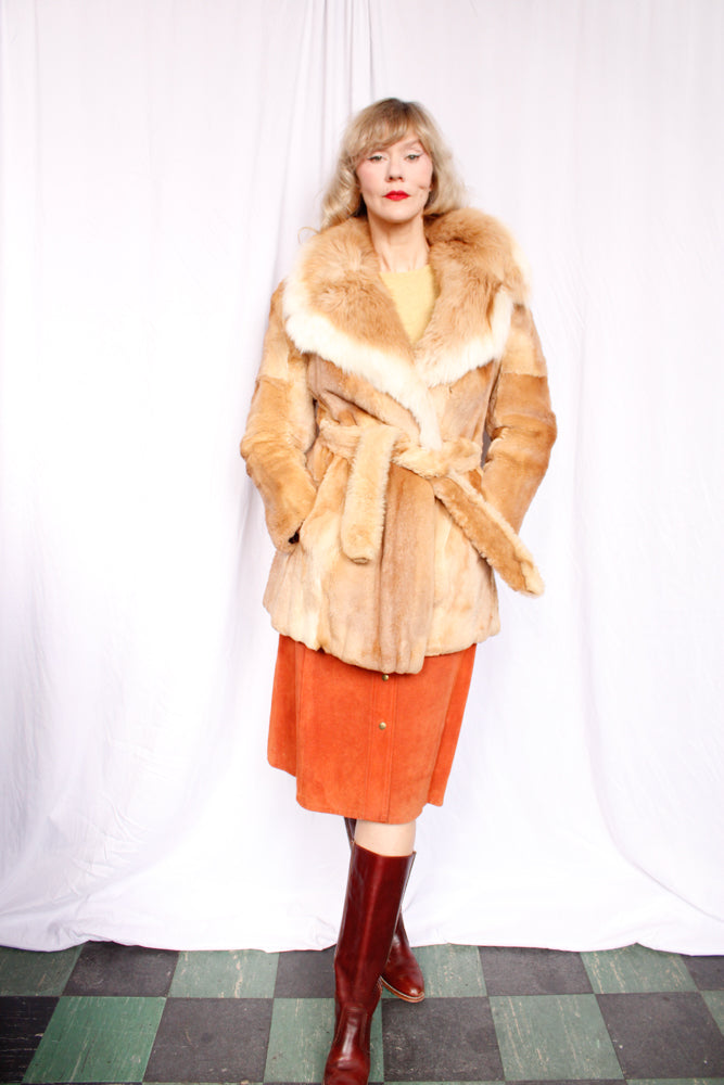 1970s Blonde Guanaco Fur Wrap Coat - M/L