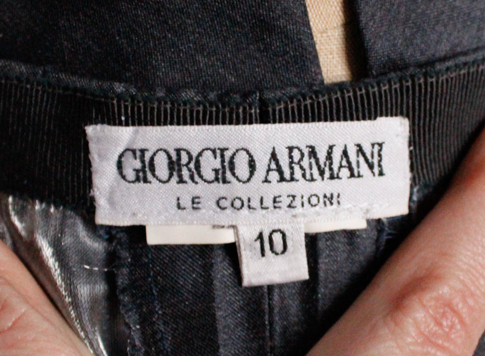 1990s Giorgio Armani Silk Gun Metal Suit - Medium