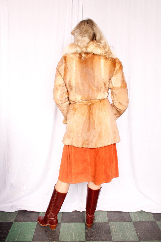 1970s Blonde Guanaco Fur Wrap Coat - M/L