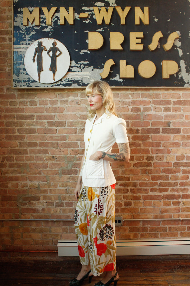 1940s Laura Lee Pique Cotton Top - Med