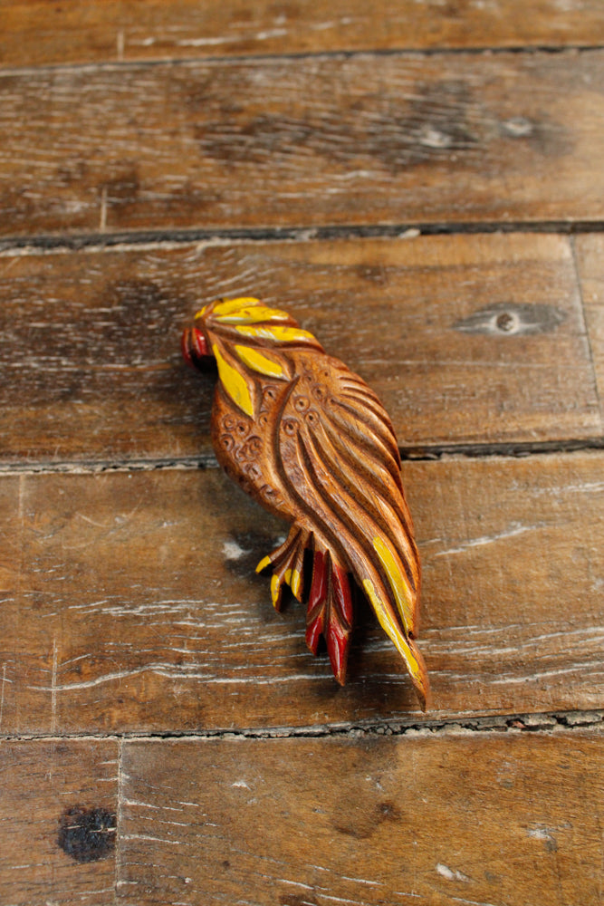 1940s Wooden Parrot Pin
