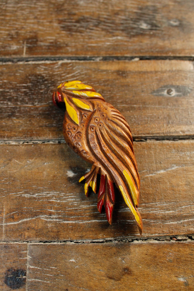 1940s Wooden Parrot Pin