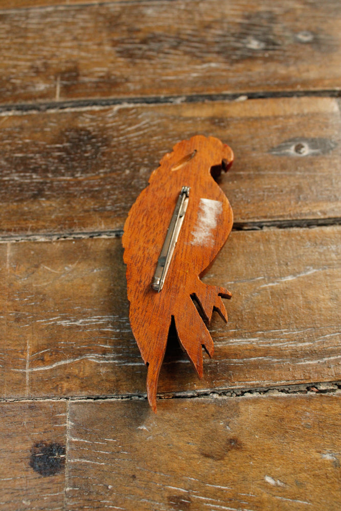 1940s Wooden Parrot Pin