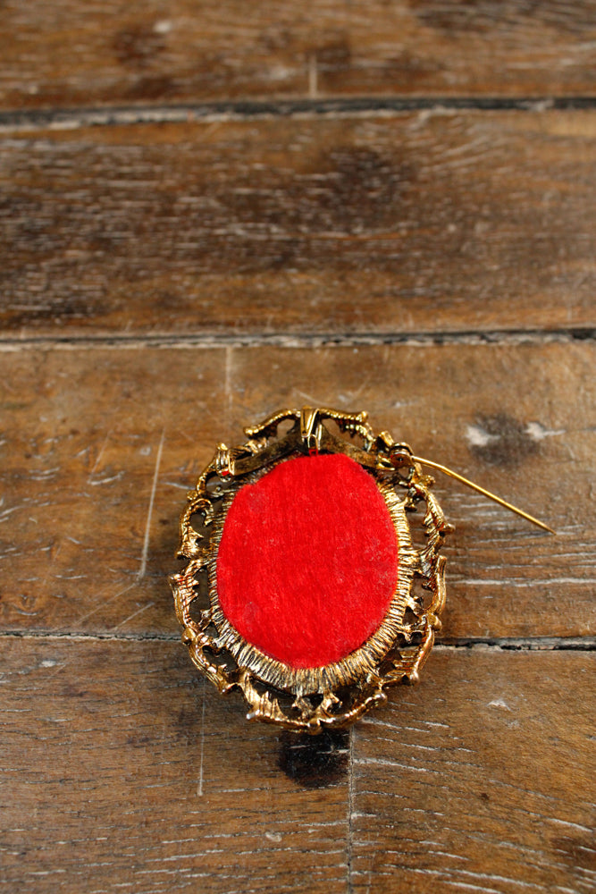 1960s Needlepoint Brooch Pendant