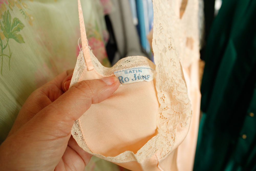 1930s Silk Satin & Lace Slip - Small