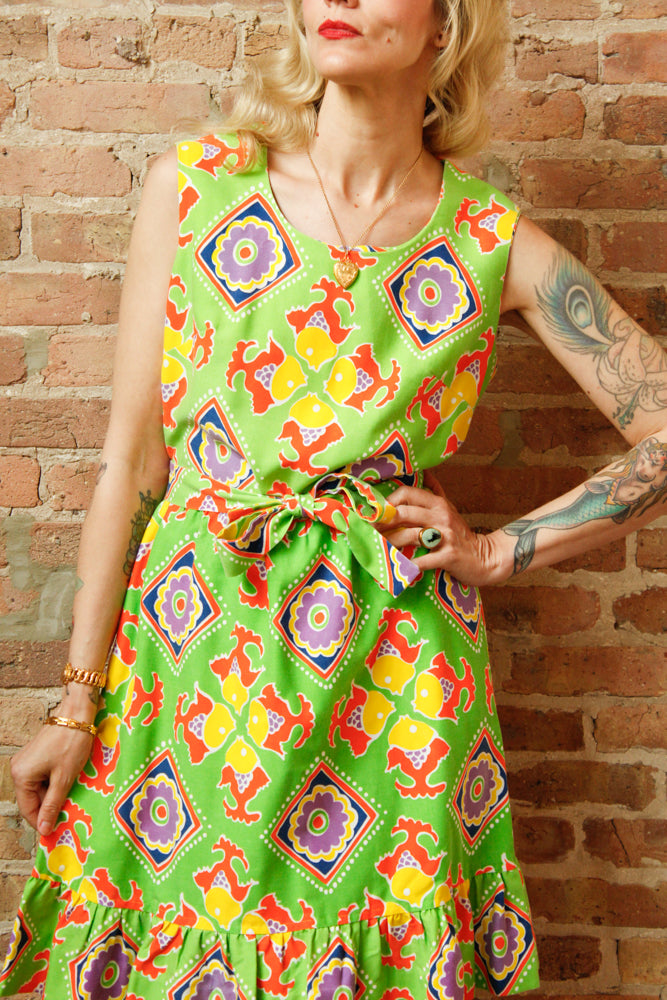 1960s Fish Novelty Print Cotton Summer Dress - M/L