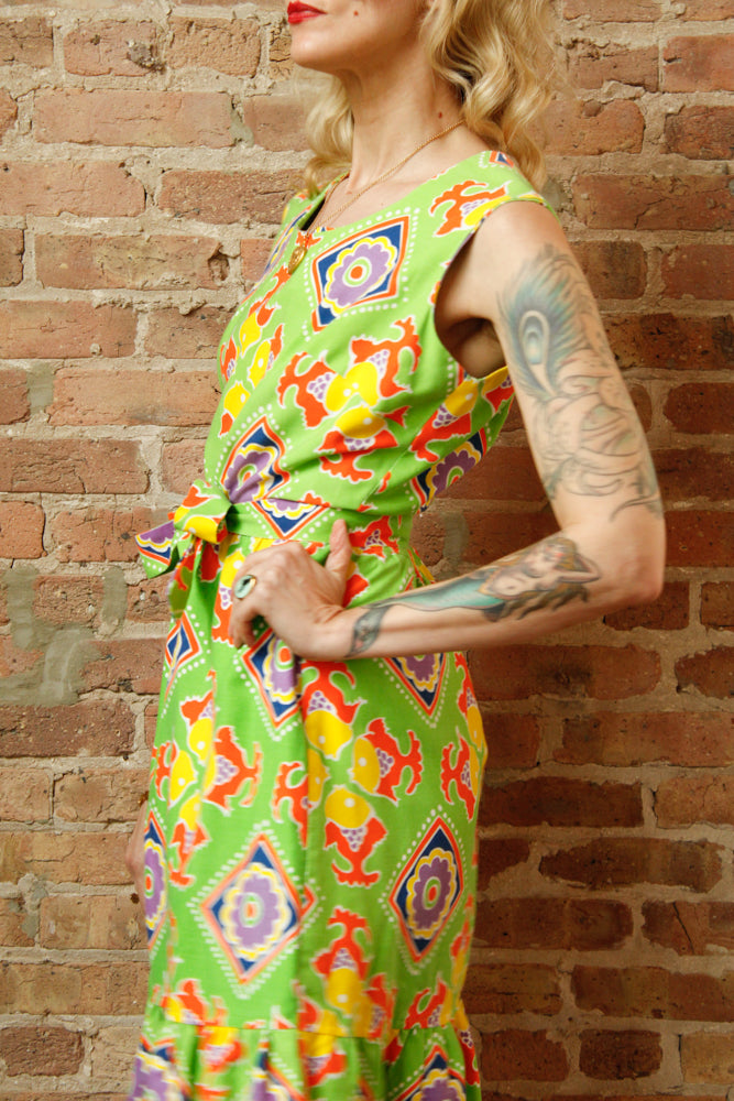 1960s Fish Novelty Print Cotton Summer Dress - M/L