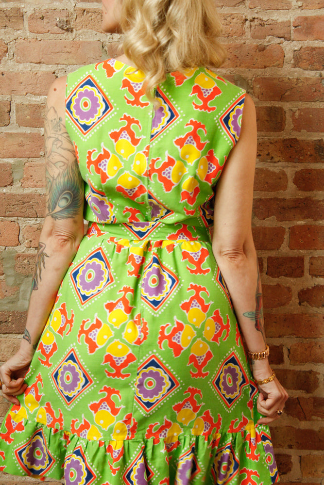 1960s Fish Novelty Print Cotton Summer Dress - M/L