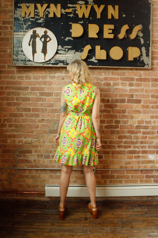 1960s Fish Novelty Print Cotton Summer Dress - M/L