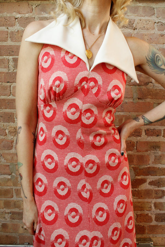 1970s Disco Halter Maxi Dress - Small
