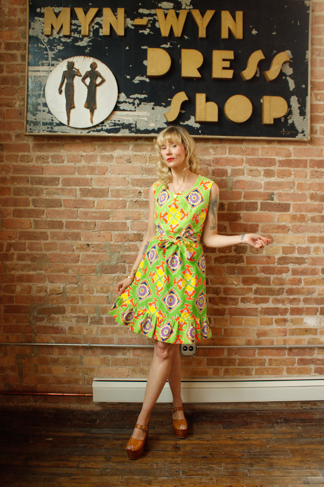 1960s Fish Novelty Print Cotton Summer Dress - M/L