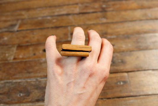 1970s Wood Stacked Rings size 5