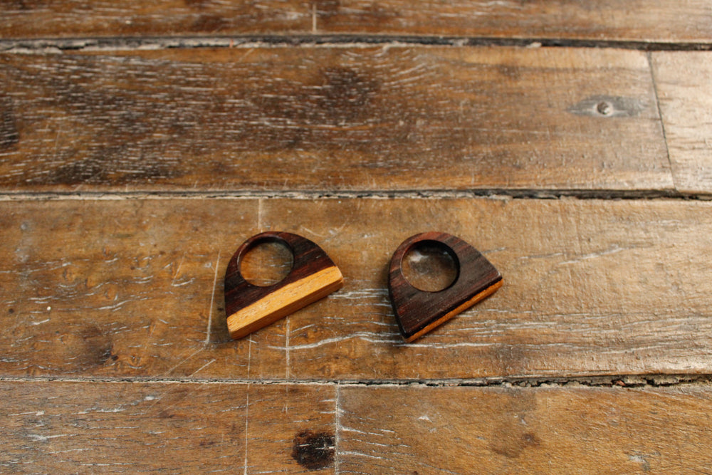 1970s Wood Stacked Rings size 5