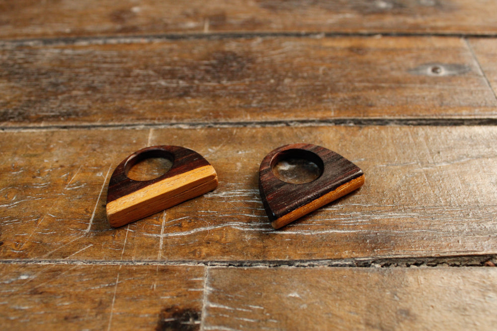 1970s Wood Stacked Rings size 5