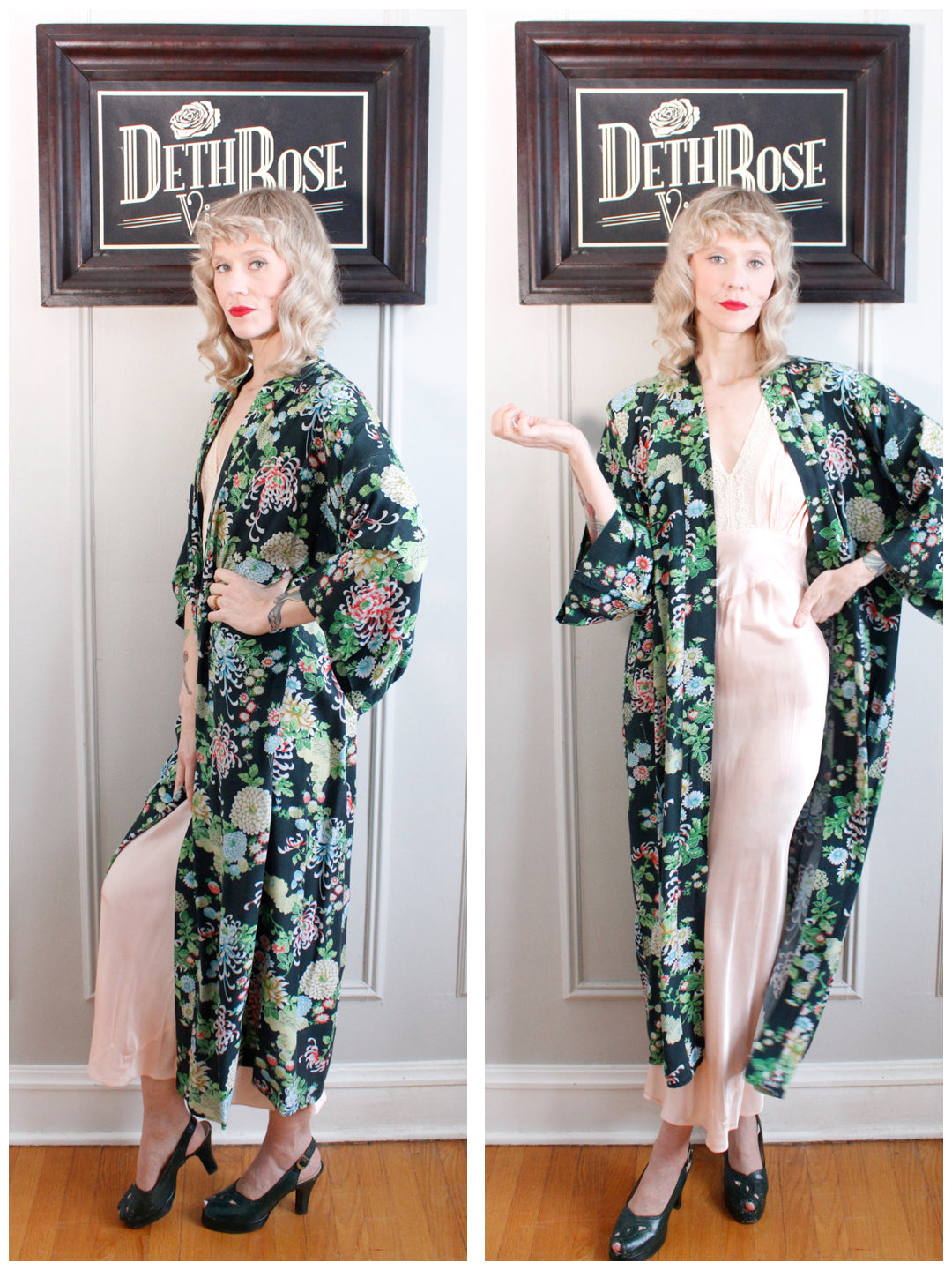 1940s Cotton Blossom Robe - o/s