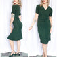 1930s Dark Green Rayon Dress - Small
