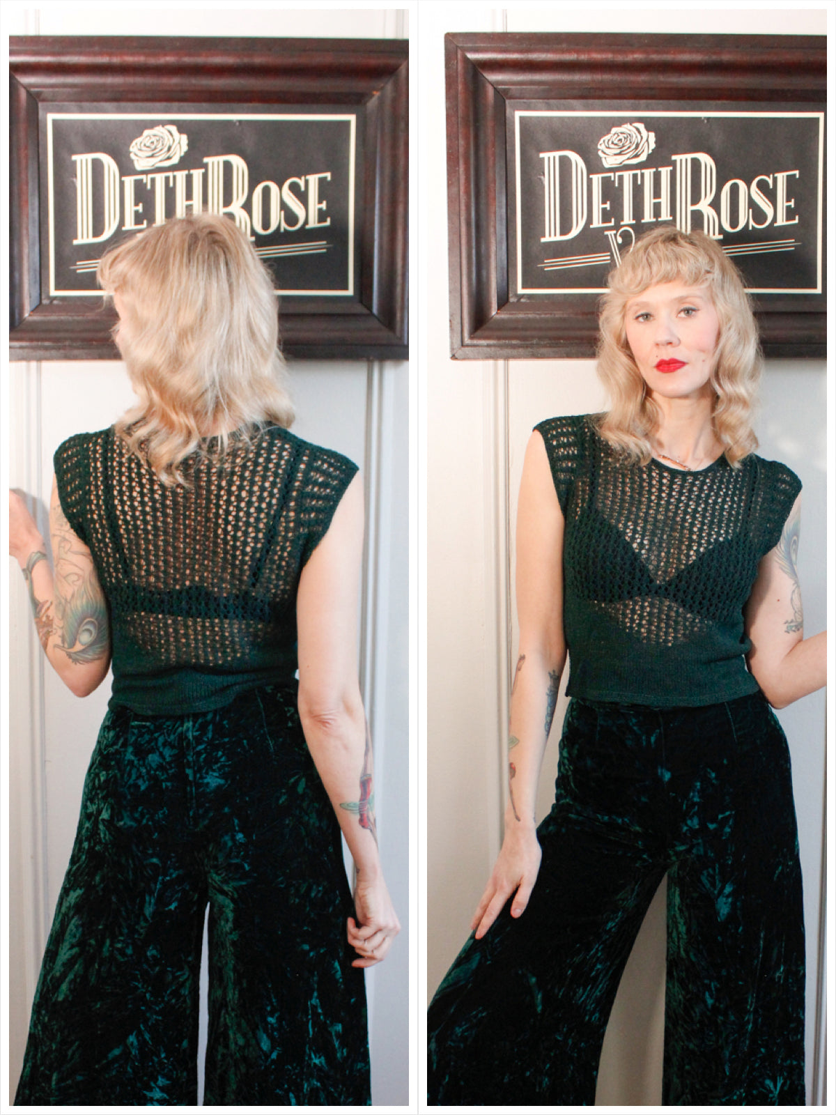 1930s Rayon Green Knit Top - S/M