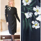 1940s Encore Hand-painted Floral Rayon Crepe Dress 