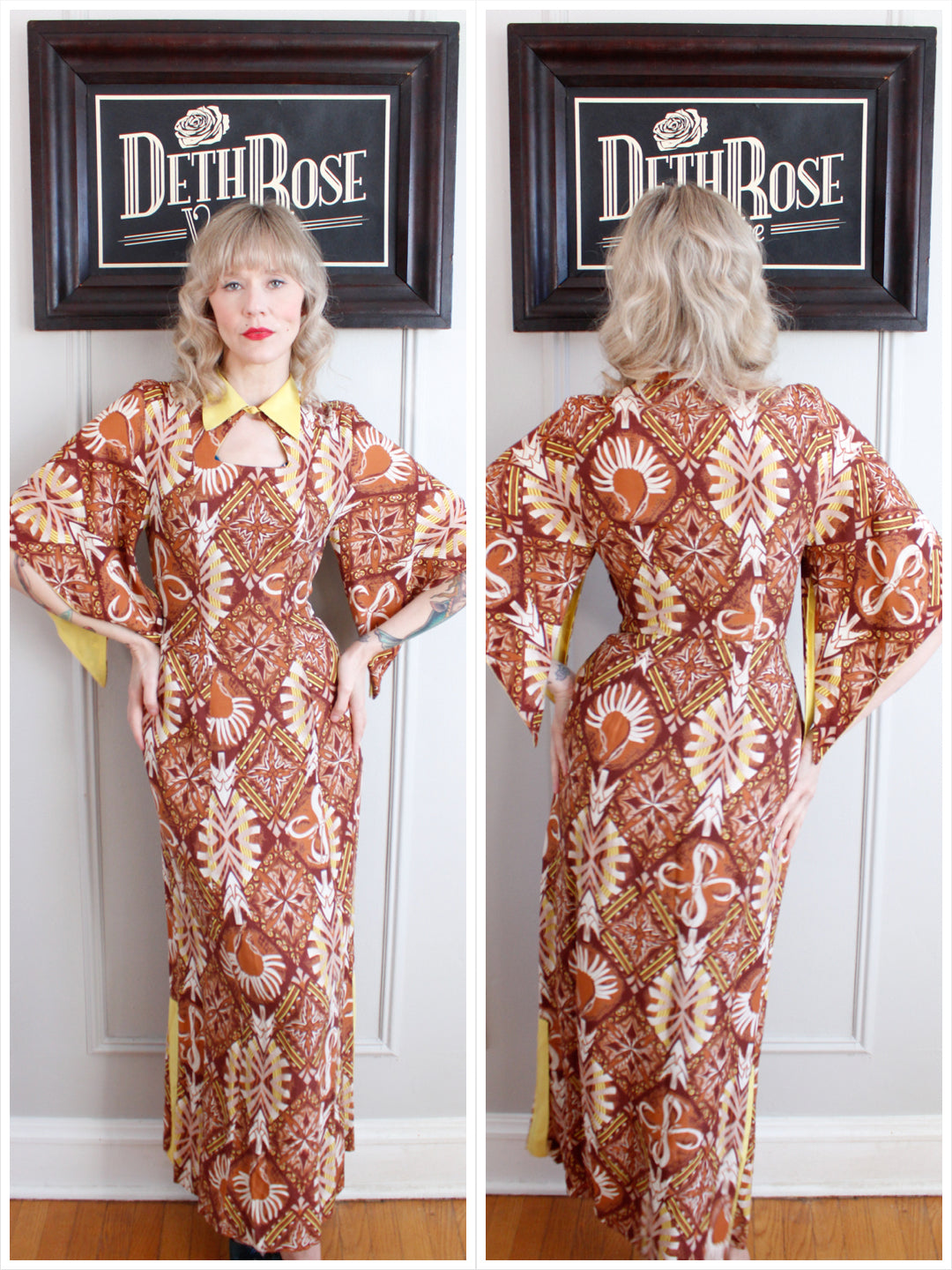 1940s Hawaiian Togs Cold Rayon Gown - Xsmall