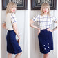1940s Square Print Rayon Blouse - M/L