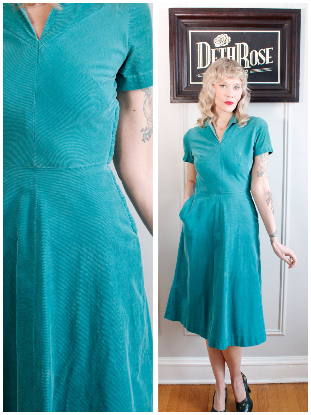 1940s Gay Gibson Corduroy Dress - Xs